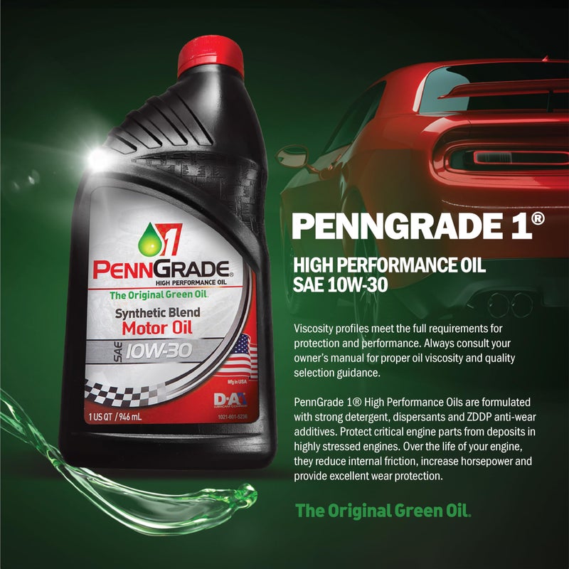 PENN GRADE1 PENN GRADE 1, 71500, Synthetic Blend High Performance Oil SAE 10W30, 5 Quart - Image 2